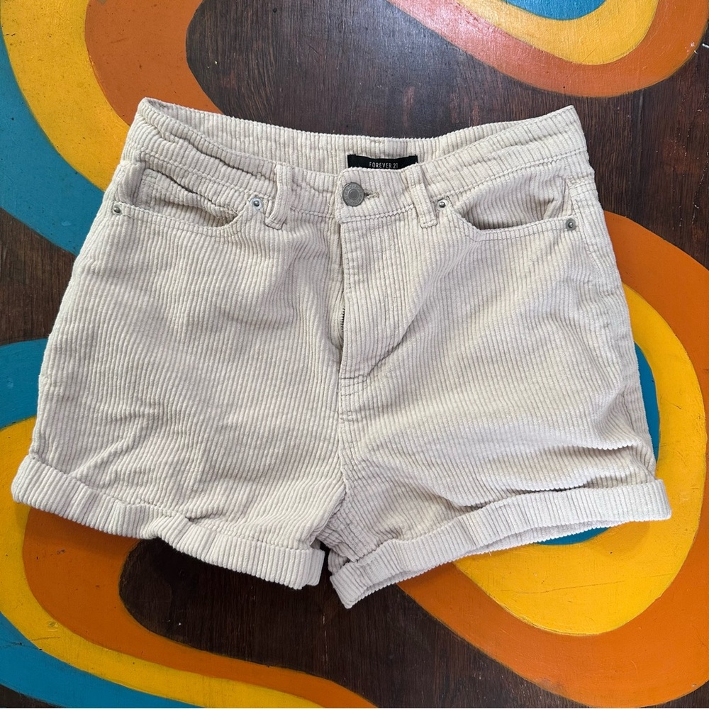 Forever 21 Corduroy Shorts in Cream